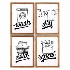 Stratton Home Decor Wash Dry Fold Repeat Laundry Wall Art 4-piece Set