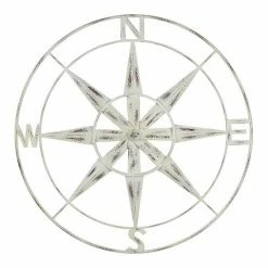 Stratton Home Decor Distressed White Compass Wall Decor
