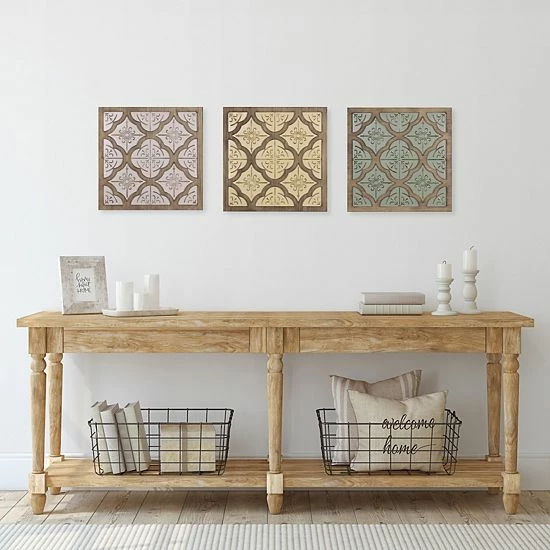 Stratton Home Decor Farmhouse Yellow Quatrefoil Metal And Wood Square Medallion Wall Decor 4 Stratton Home Decor Farmhouse Yellow Quatrefoil Metal And Wood Square Medallion Wall Decor - Image 4