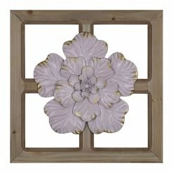 Stratton Home Decor Farmhouse Pink Framed Flower Wall Decor