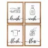 Stratton Home Decor Brush Wash Flush Floss Bathroom Wall Art 4-piece Set