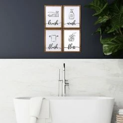Stratton Home Decor Brush Wash Flush Floss Bathroom Wall Art 4-piece Set -Stratton Home Decor shop unnamed file 1189