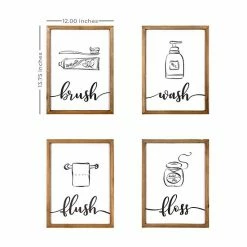 Stratton Home Decor Brush Wash Flush Floss Bathroom Wall Art 4-piece Set -Stratton Home Decor shop unnamed file 1192