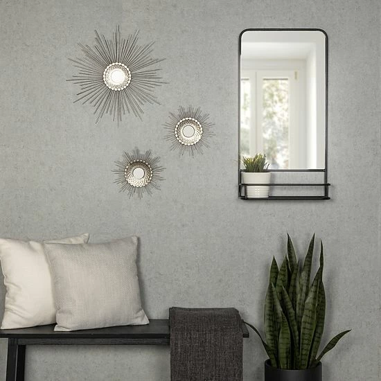 Stratton Home Decor Silver Finish Starburst Wall Decor 3-piece Set 2 Stratton Home Decor Silver Finish Starburst Wall Decor 3-piece Set - Image 2