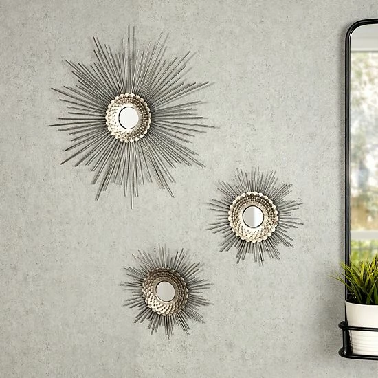 Stratton Home Decor Silver Finish Starburst Wall Decor 3-piece Set 3 Stratton Home Decor Silver Finish Starburst Wall Decor 3-piece Set - Image 3