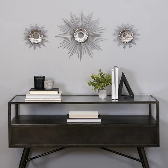 Stratton Home Decor Silver Finish Starburst Wall Decor 3-piece Set 5 Stratton Home Decor Silver Finish Starburst Wall Decor 3-piece Set - Image 5