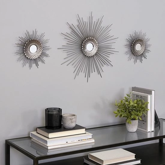 Stratton Home Decor Silver Finish Starburst Wall Decor 3-piece Set 7 Stratton Home Decor Silver Finish Starburst Wall Decor 3-piece Set - Image 7