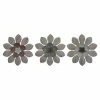 Stratton Home Decor Farmhouse Set Of 3 Multicolor Wood And Metal Flowers Wall Decor