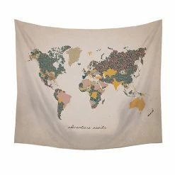 Stratton Home Decor "Adventure Awaits" Map Wall Tapestry