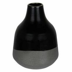 Stratton Home Decor Small Black Gray Dipped Decorative Vase Table Decor