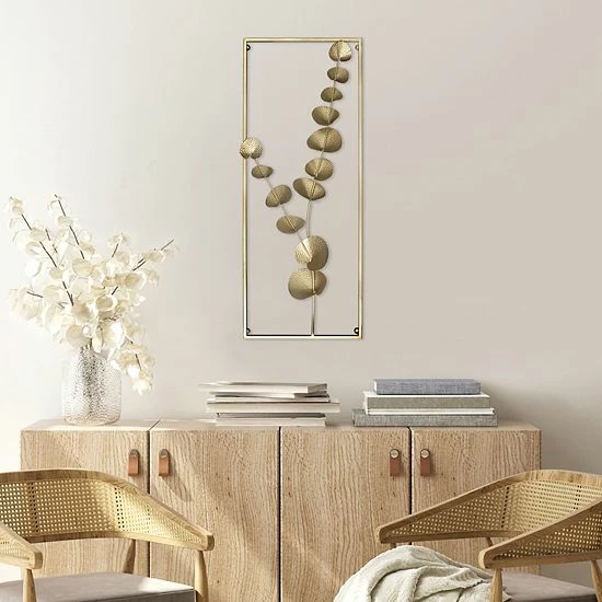 Stratton Home Decor Modern Gold Eucalyptus Panel Wall Decor 2 Stratton Home Decor Modern Gold Eucalyptus Panel Wall Decor - Image 2