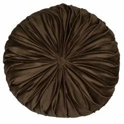 Stratton Home Decor Round Tufted Velvet Throw Pillow Gray