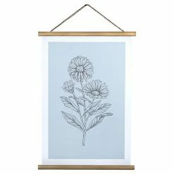 Stratton Home Decor Modern Blue Floral Print Hanger Frame Wall Art
