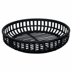Stratton Home Decor Modern Round Black Rattan Decorative Tabletop Tray