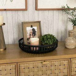 Stratton Home Decor Modern Round Black Rattan Decorative Tabletop Tray -Stratton Home Decor shop unnamed file 1406