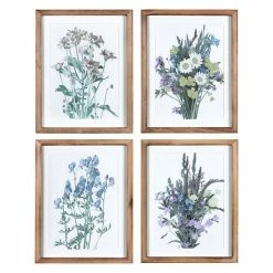 Stratton Home Decor Farmhouse Set Of 4 Multicolor Wildflowers Framed Wall Art