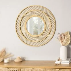 Stratton Home Decor 31.50" Kristen Rattan Wall Mirror -Stratton Home Decor shop unnamed file 1490