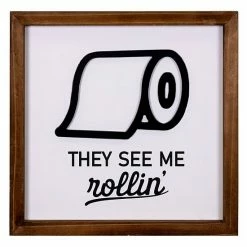 Stratton Home Decor Rolling Toilet Paper Bathroom Framed Wall Art