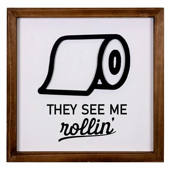 Stratton Home Decor Rolling Toilet Paper Bathroom Framed Wall Art 1 Stratton Home Decor Rolling Toilet Paper Bathroom Framed Wall Art