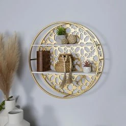 Stratton Home Decor Boho Round Laser-cut 2 Tier Wood And Metal Wall Shelf -Stratton Home Decor shop unnamed file 1772