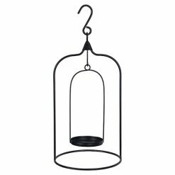 Stratton Home Decor Farmhouse Matte Black Hanging Candle Holder