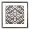 Stratton Home Decor Farmhouse Ornate Carved Wood Inlay Tile Wall Decor