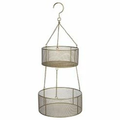 Stratton Home Decor Farmhouse Tiered Wire Hanging Basket Wall Decor