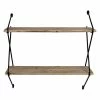 Stratton Home Decor Industrial 2 Tier Metal Wire And Wood Wall Shelf
