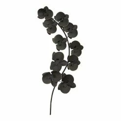 Stratton Home Decor Matte Black And Gold Metal Orchids Wall Décor