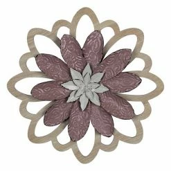 Stratton Home Decor Farmhouse Pink Embossed Metal Flower Wall Decor