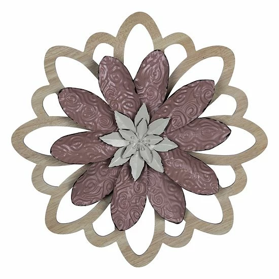 Stratton Home Decor Farmhouse Pink Embossed Metal Flower Wall Decor 1 Stratton Home Decor Farmhouse Pink Embossed Metal Flower Wall Decor