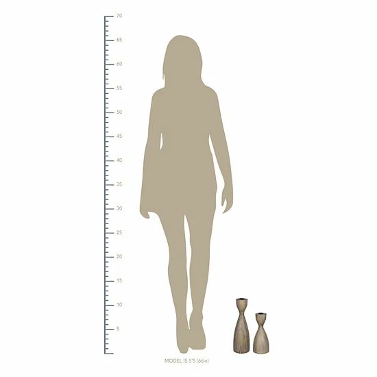 Stratton Home Decor Farmhouse Grey Wood Set Of 2 Taper Candle Holders 3 Stratton Home Decor Farmhouse Grey Wood Set Of 2 Taper Candle Holders - Image 3