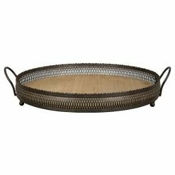 Stratton Home Decor shop 27 Stratton Home Decor Farmhouse Black Filigree Rimmed Decorative Tabletop Tray