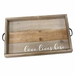 Stratton Home Decor "Love Lives Here" Decorative Tray Table Decor