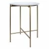 Stratton Home Decor Modern White And Gold Tray Top Cross Legs End Table