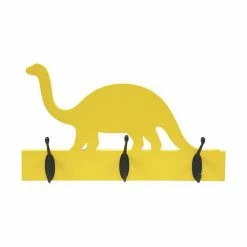Stratton Home Decor Yellow Dinosaur 3-Hook Wall Decor