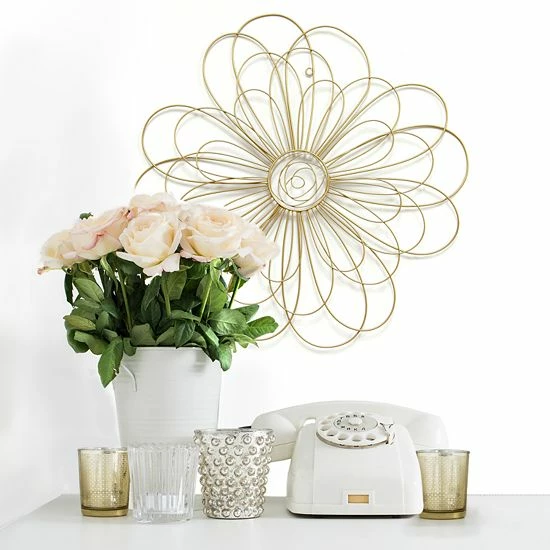 Stratton Home Decor "Gold Wire Flower" Wall Decor 2 Stratton Home Decor "Gold Wire Flower" Wall Decor - Image 2