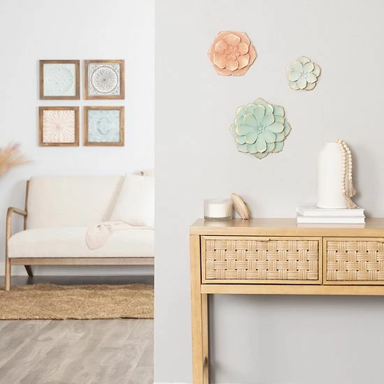 Stratton Home Decor Tricolor Floral Wall Decor 3-piece Set 2 Stratton Home Decor Tricolor Floral Wall Decor 3-piece Set - Image 2