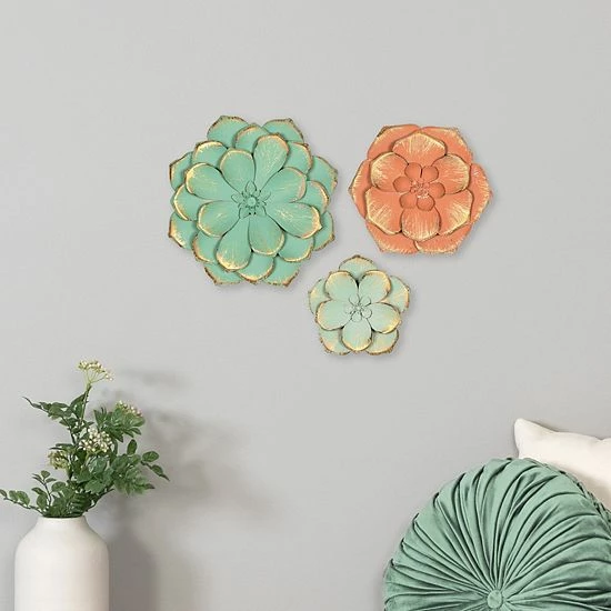 Stratton Home Decor Tricolor Floral Wall Decor 3-piece Set 10 Stratton Home Decor Tricolor Floral Wall Decor 3-piece Set - Image 10