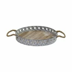 Stratton Home Decor Woven Metal And Wood Tray