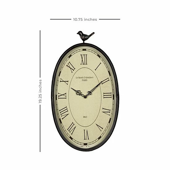 Stratton Home Decor Antique Oval Wall Clock 5 Stratton Home Decor Antique Oval Wall Clock - Image 5