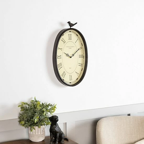 Stratton Home Decor Antique Oval Wall Clock 6 Stratton Home Decor Antique Oval Wall Clock - Image 6