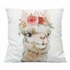 Stratton Home Decor Boho Flower Llama Decorative Square Pillow