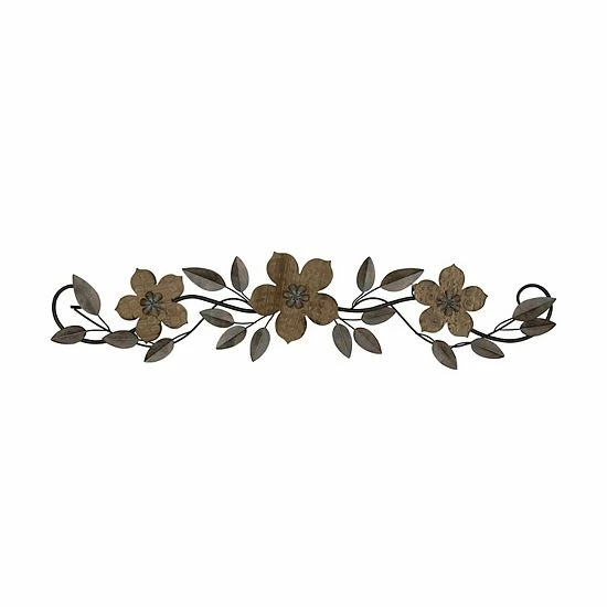 Stratton Home Decor Floral Metal & Wood Wall Decor 1 Stratton Home Decor Floral Metal & Wood Wall Decor