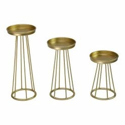 Stratton Home Decor Set Of 3 Gold Metal Soho Candlestick
