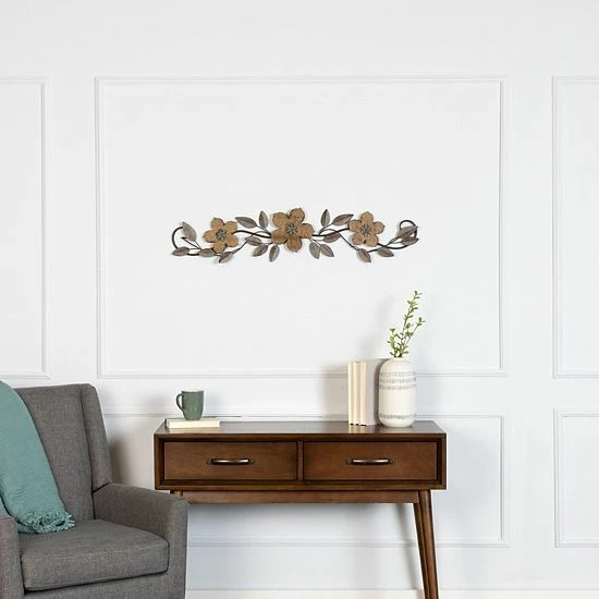 Stratton Home Decor Floral Metal & Wood Wall Decor 2 Stratton Home Decor Floral Metal & Wood Wall Decor - Image 2