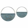 Stratton Home Decor Boho Set Of 2 Round Blue And Gold Metal Wall Planters