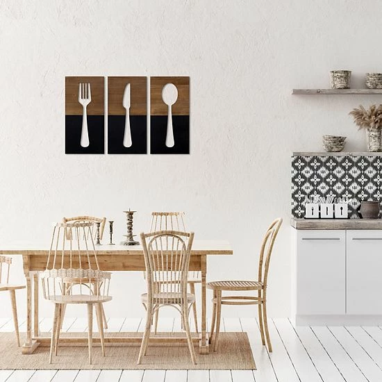Stratton Home Decor Farmhouse Two Tone Utensils Wall Decor 3-piece Set 2 Stratton Home Decor Farmhouse Two Tone Utensils Wall Decor 3-piece Set - Image 2