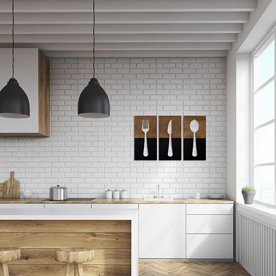 Stratton Home Decor Farmhouse Two Tone Utensils Wall Decor 3-piece Set 4 Stratton Home Decor Farmhouse Two Tone Utensils Wall Decor 3-piece Set - Image 4