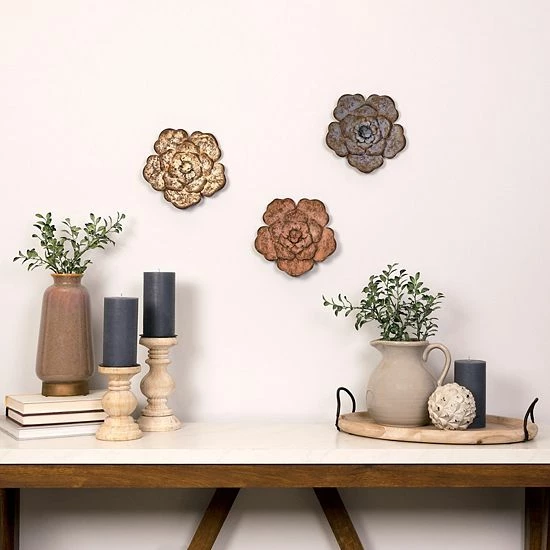 Stratton Home Decor Farmhouse Rustic Flower Wall Decor 3-piece Set 2 Stratton Home Decor Farmhouse Rustic Flower Wall Decor 3-piece Set - Image 2